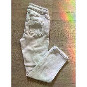 Guess White Distressed Cropped Low-Rise Jeans